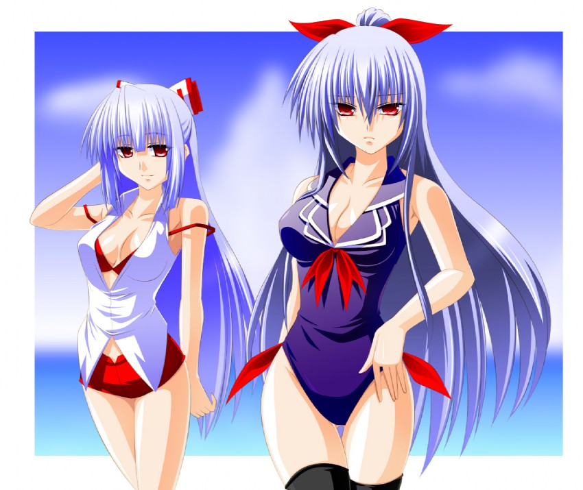 fujiwara no mokou and kamishirasawa keine (touhou) drawn by engo_(aquawatery)