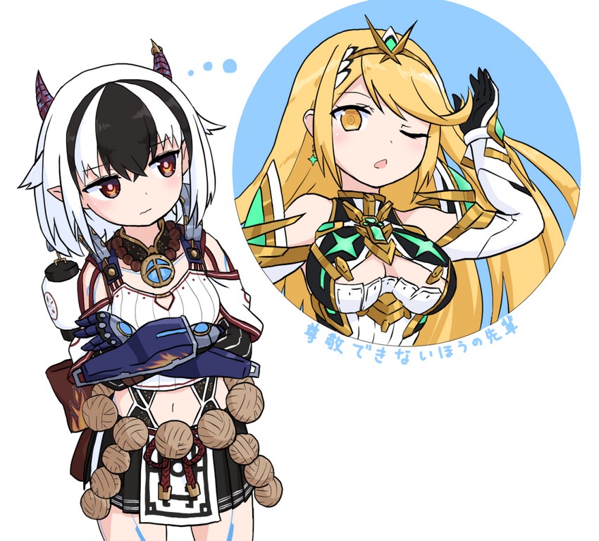 mythra and crossette (xenoblade chronicles and 1 more) drawn by paskmel