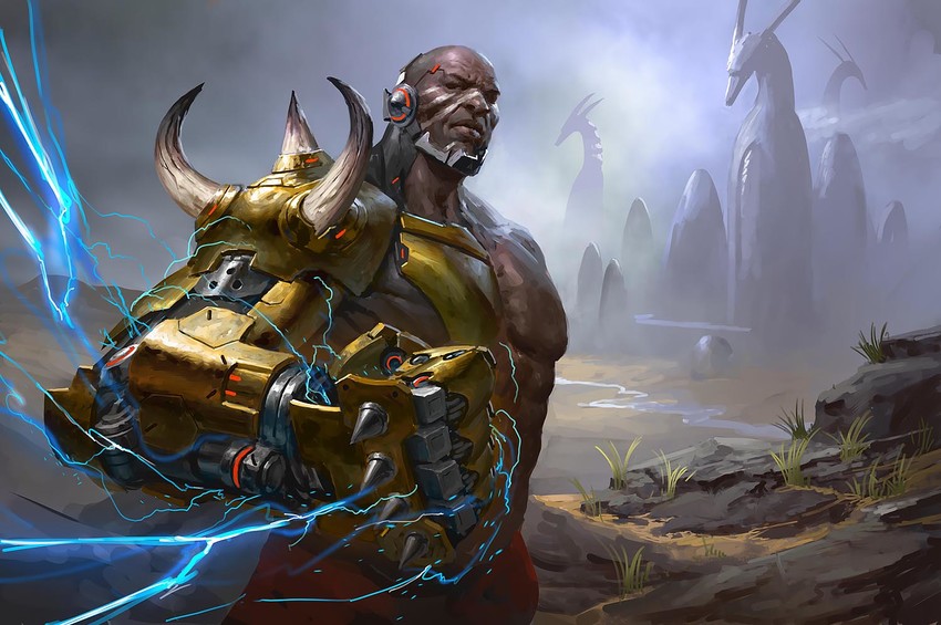 doomfist (overwatch and 1 more) drawn by johan_grenier