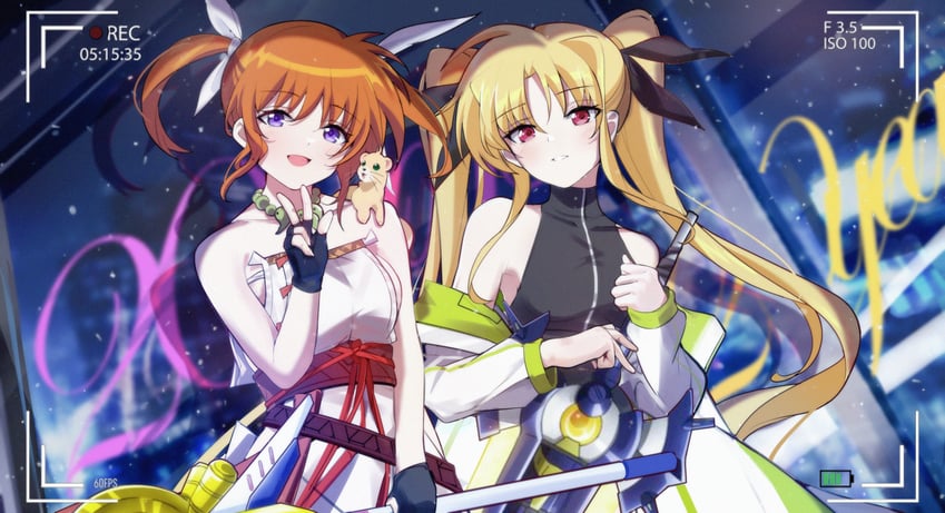 fate testarossa, takamachi nanoha, raising heart, bardiche, nagao kagetora, and 5 more (fate and 4 more) drawn by changpan_hutao