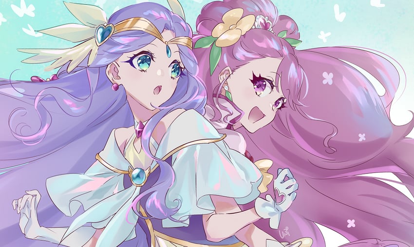 hanadera nodoka, cure grace, fuurin asumi, and cure earth (precure and 1 more) drawn by shipu_(gassyumaron)