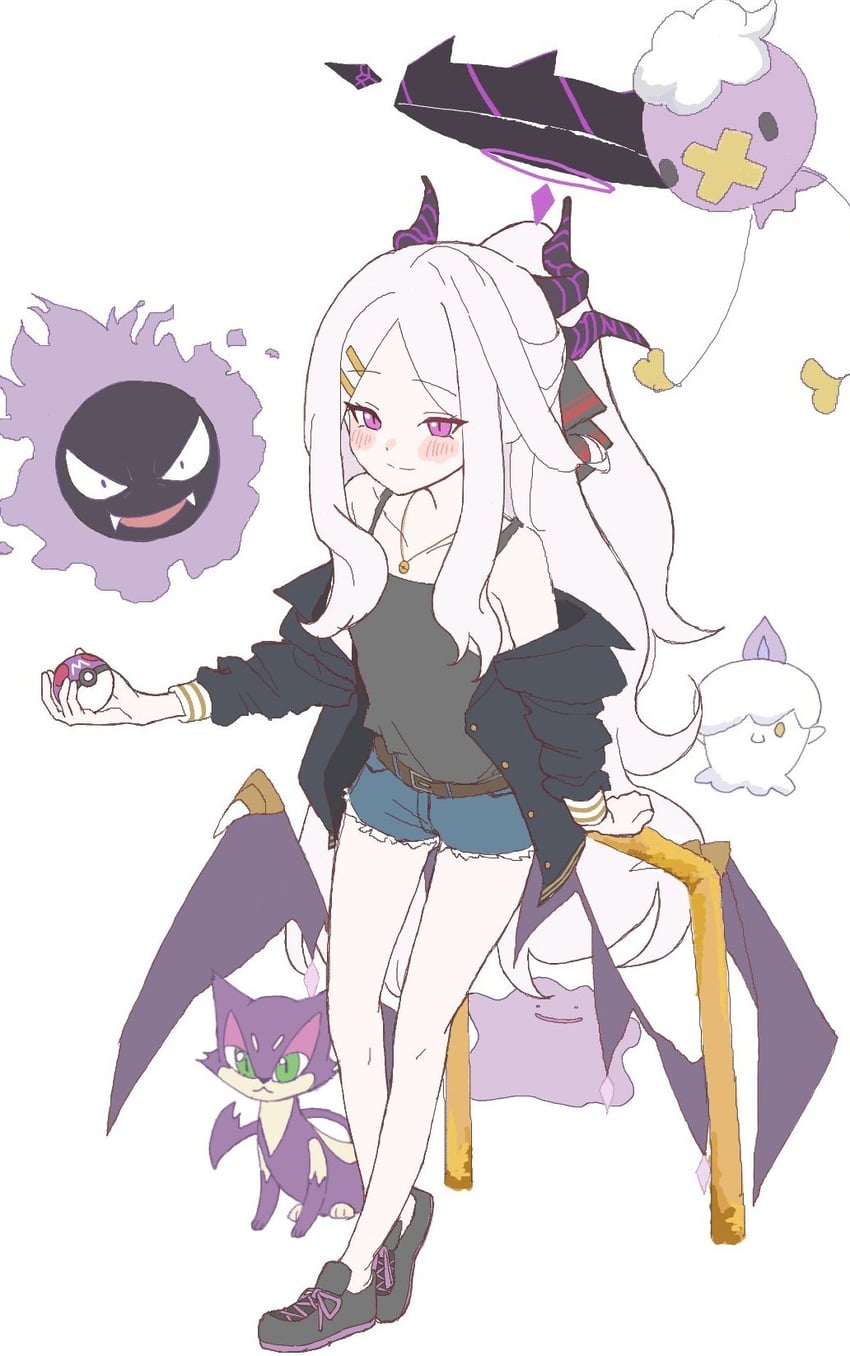 hina, litwick, ditto, gastly, and drifloon (blue archive and 1 more) drawn by taosabi82