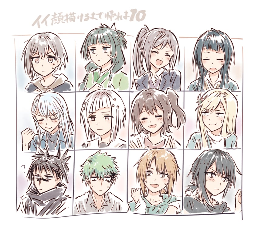 yugiri tsuzuri, takamatsu tomori, yuuki haru, maomao, kasuga mirai, and 4 more (original and 14 more) drawn by bullfalk