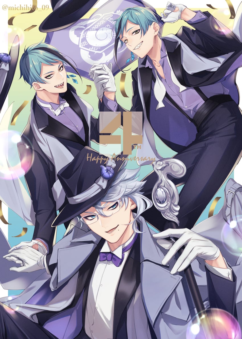 floyd leech, jade leech, and azul ashengrotto (twisted wonderland) drawn by michihito