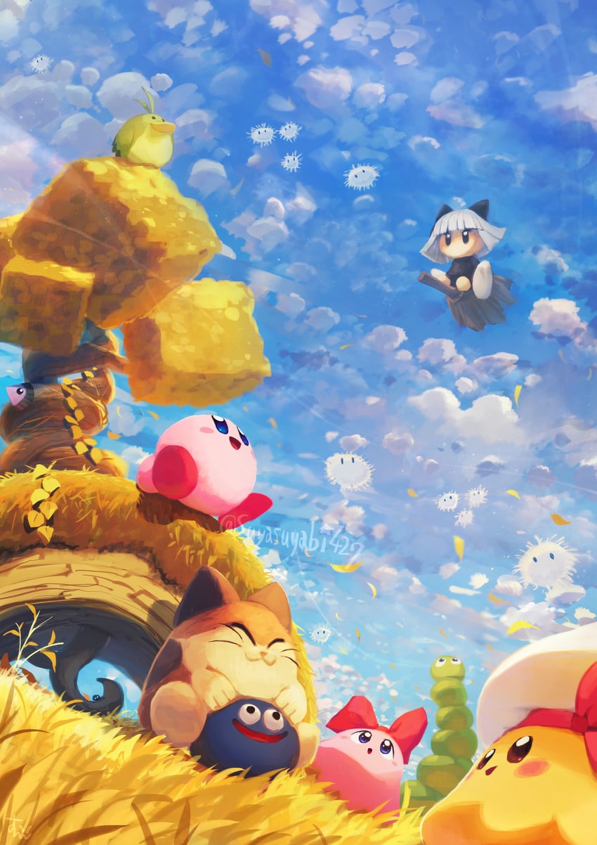 kirby, gooey, chuchu, pitch, nago, and 6 more (kirby and 1 more) drawn by suyasuyabi