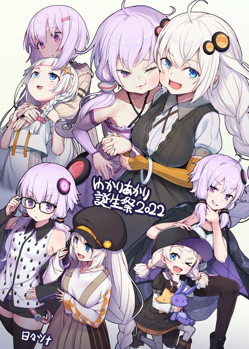 yuzuki yukari and kizuna akari (vocaloid and 2 more) drawn by hibi_tsuna