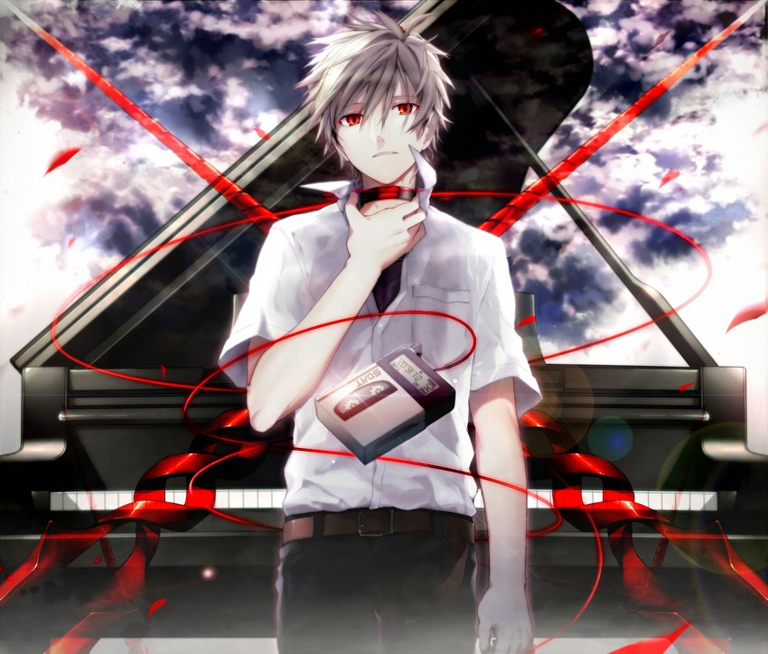 nagisa kaworu (neon genesis evangelion and 2 more) drawn by shirotaka_(5choume)