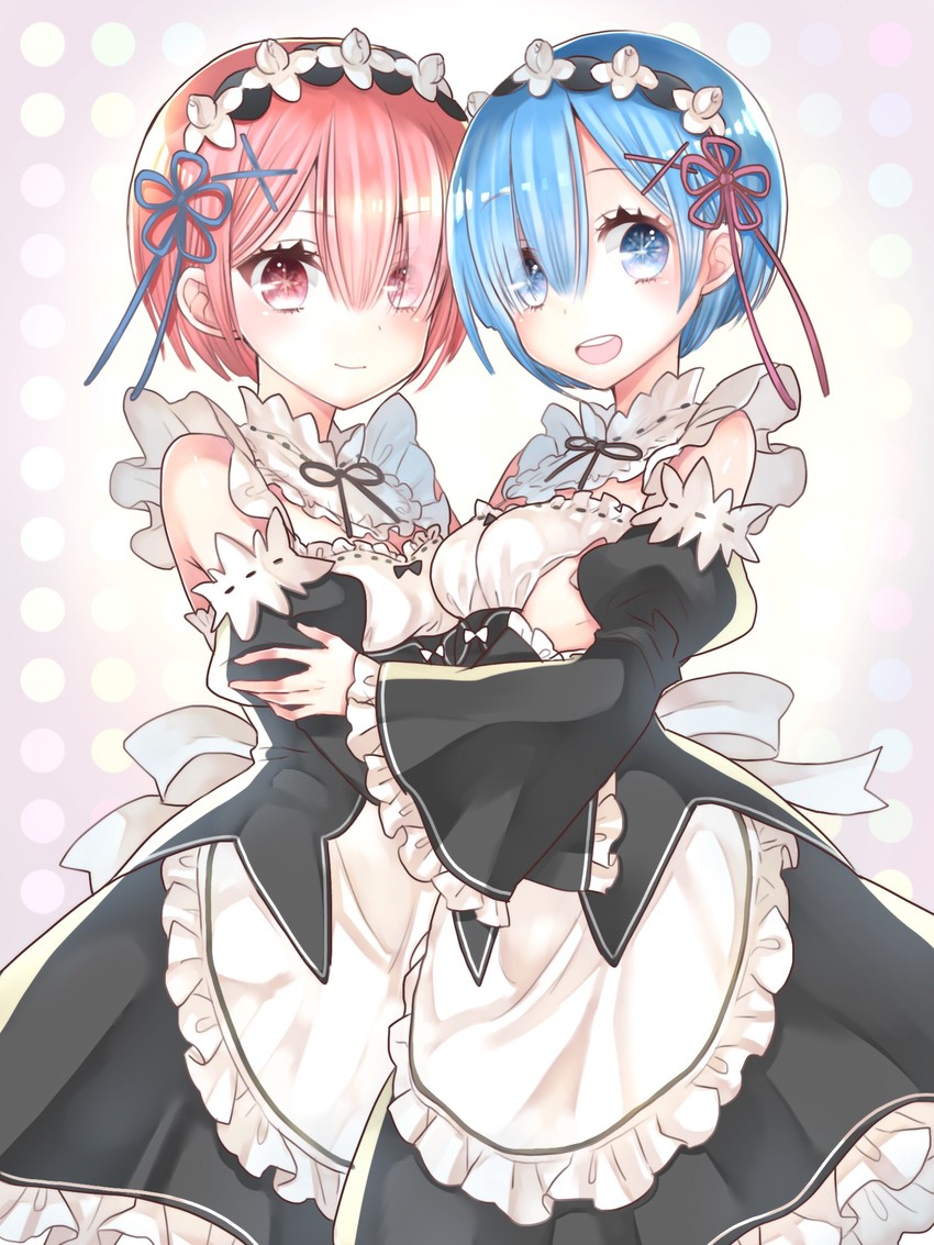 rem and ram (re:zero kara hajimeru isekai seikatsu) drawn by yucke_(artist)