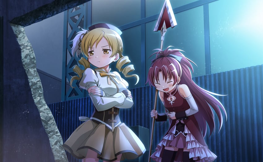 sakura kyoko and tomoe mami (mahou shoujo madoka magica and 1 more)