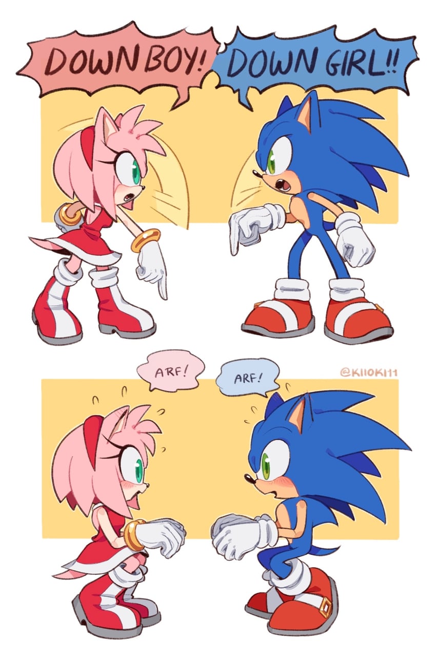 sonic the hedgehog and amy rose (sonic) drawn by kiioki11