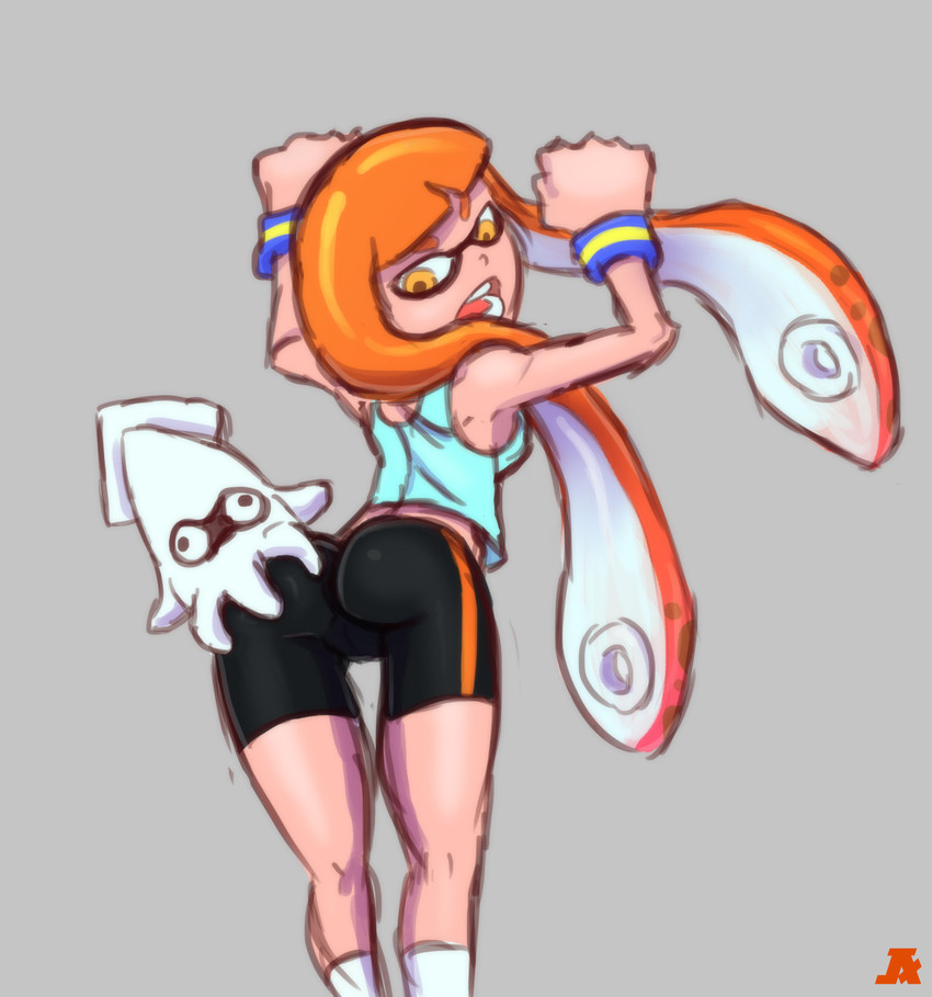 inkling player character, inkling girl, and blooper (splatoon and 3 more) drawn by ponpu_(pumpkinsinclair)
