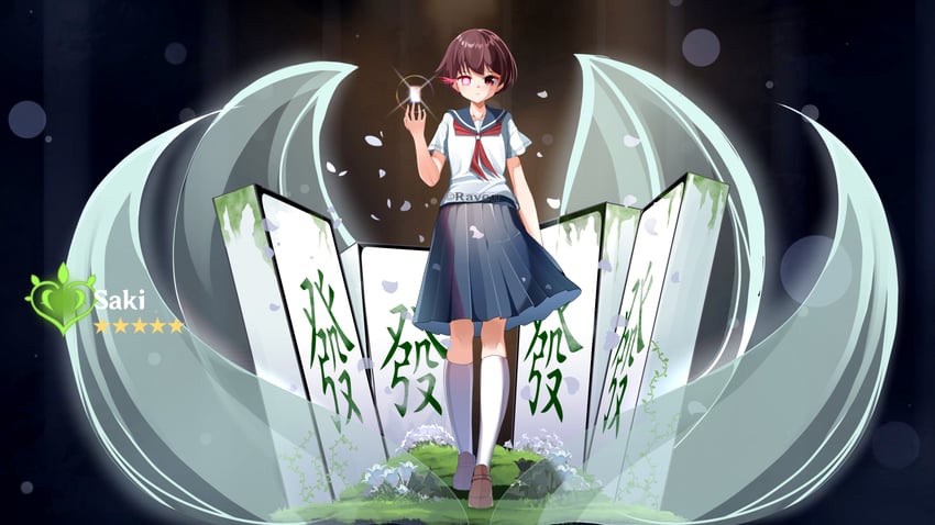miyanaga saki (genshin impact and 1 more) drawn by raven_(user_wxen7542)