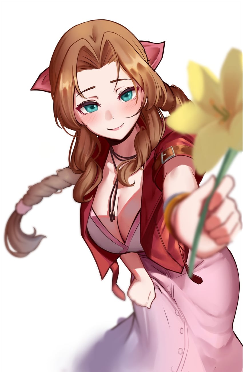 aerith gainsborough (final fantasy and 2 more) drawn by marinelime