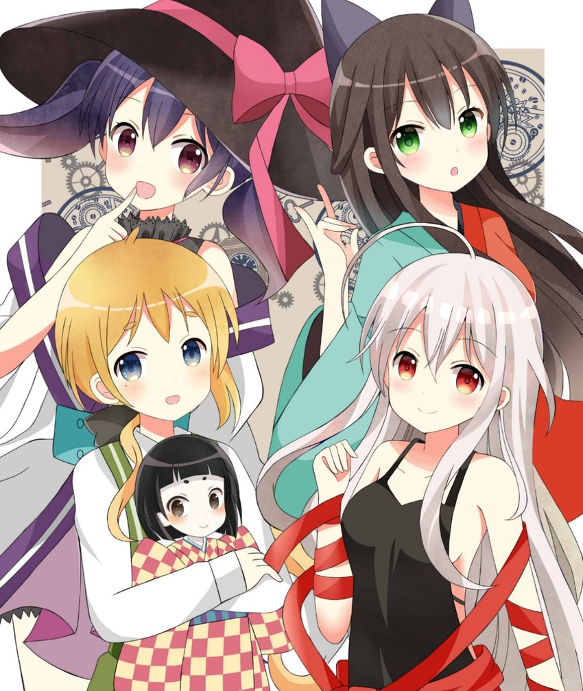 chiya, tatsumi kon, yukimi koume, natsume nono, and matsuko (urara meirochou) drawn by ryoutan