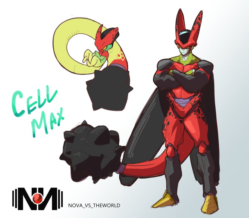 cell, perfect cell, and cell max (dragon ball and 2 more) drawn by novanation