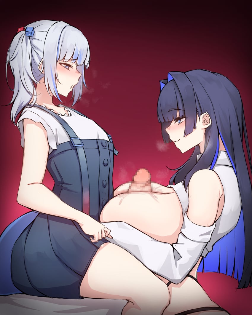 gawr gura and ouro kronii (hololive and 1 more) drawn by rikuguma