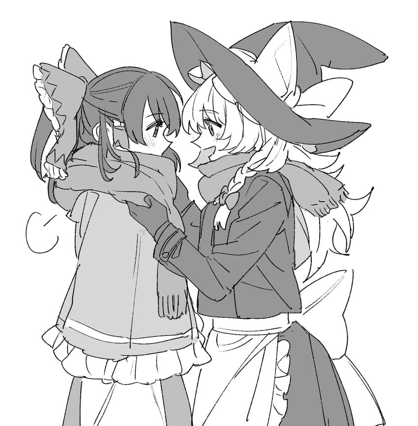 hakurei reimu and kirisame marisa (touhou) drawn by mero_(starfish_jcs)