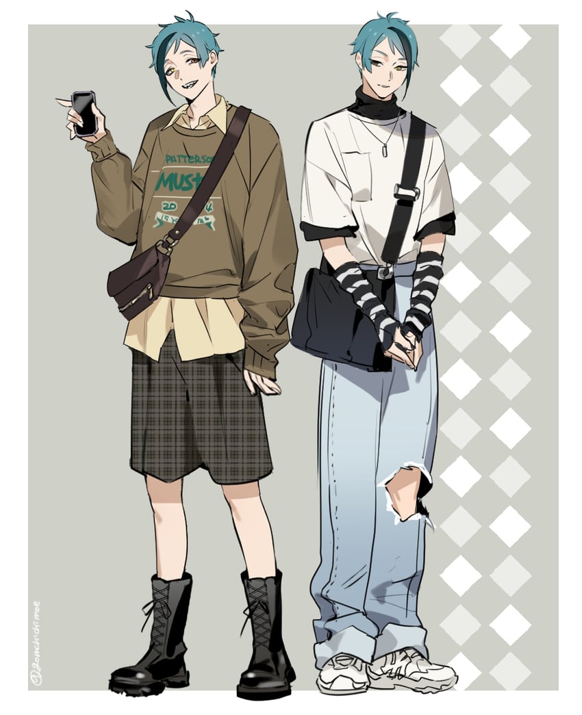 floyd leech and jade leech (twisted wonderland) drawn by gomchichimoe