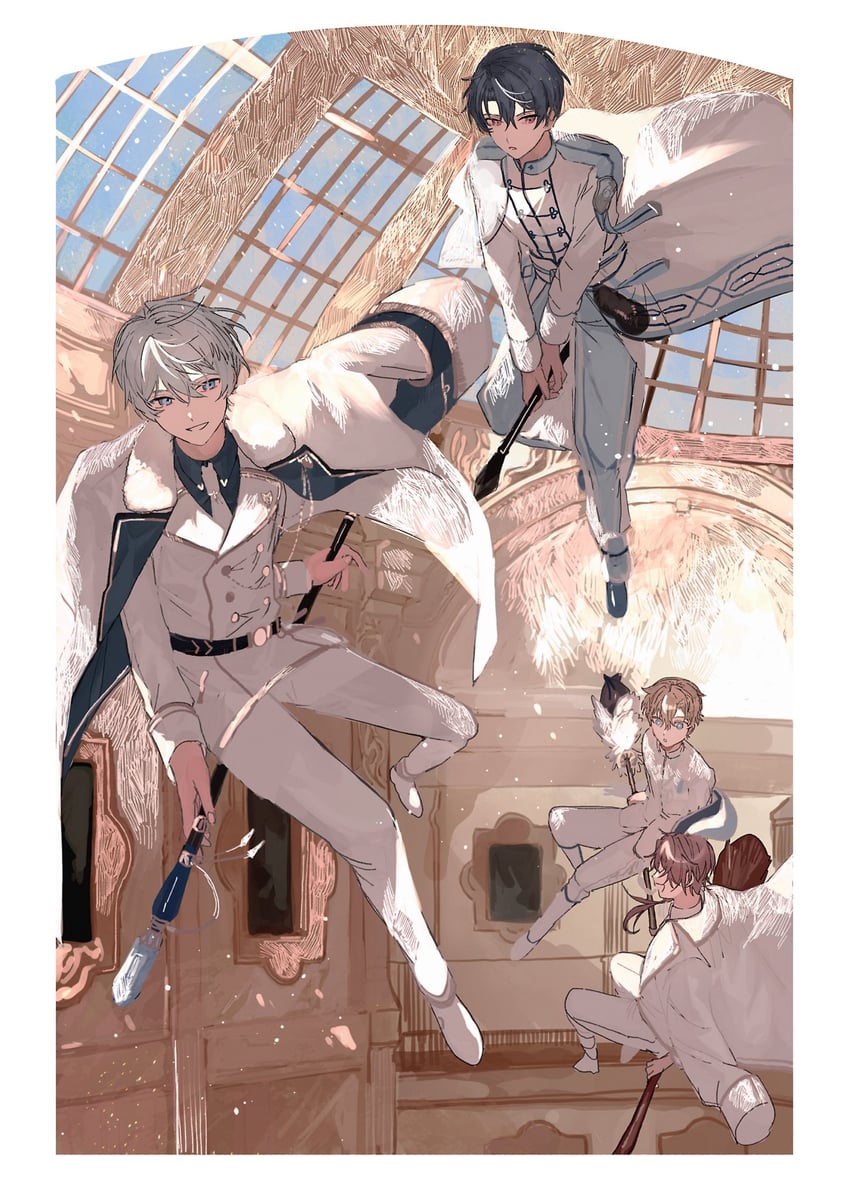 shino sherwood, heathcliff blanchett, cain knightley, and arthur grandwell (mahoutsukai no yakusoku) drawn by 22kolink