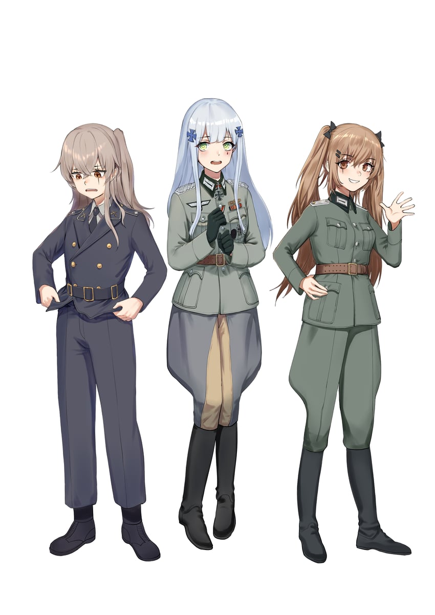 hk416, ump45, and ump9 (girls' frontline) drawn by tuziki_sang
