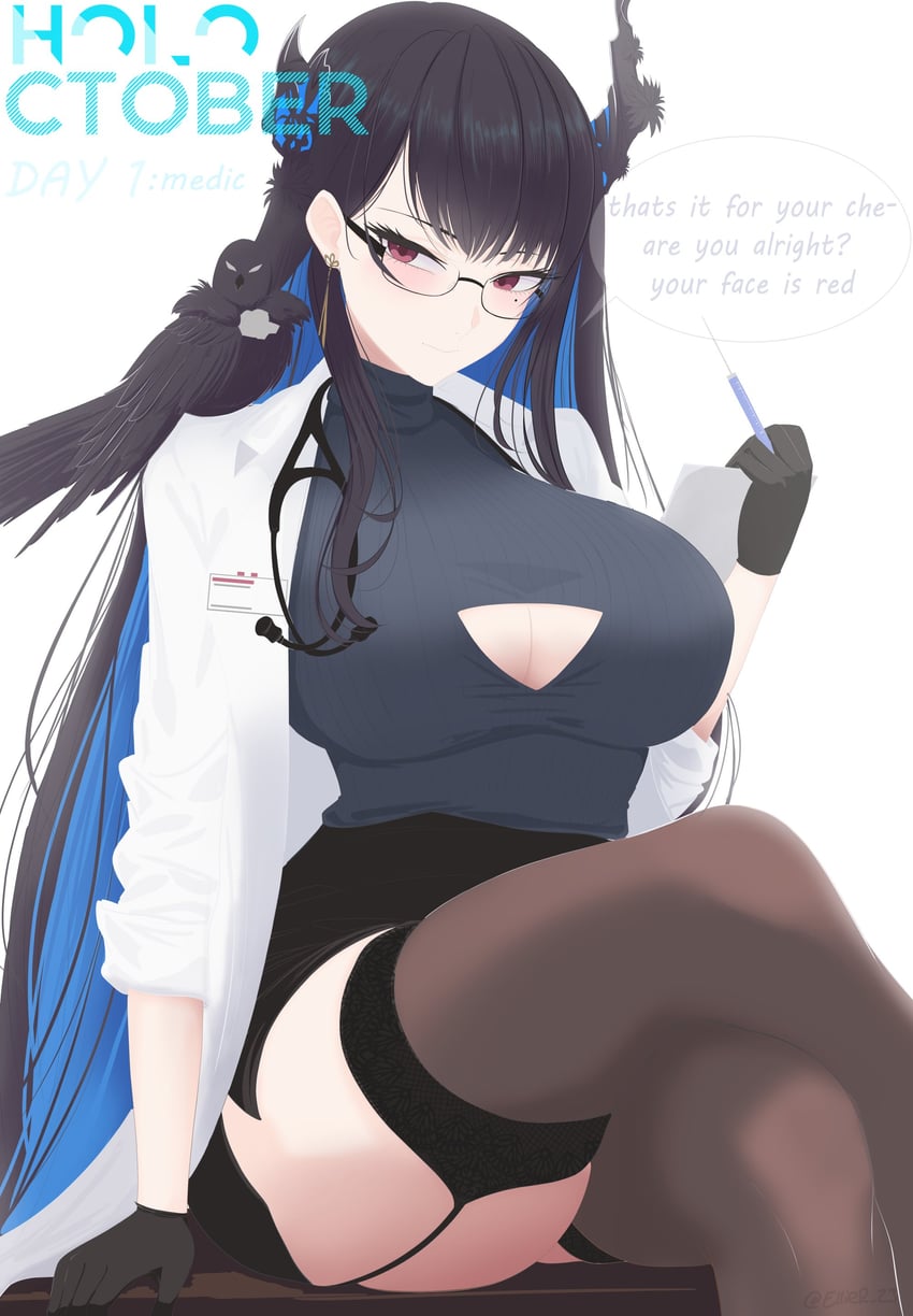 nerissa ravencroft and shadow (hololive and 1 more) drawn by ellier23