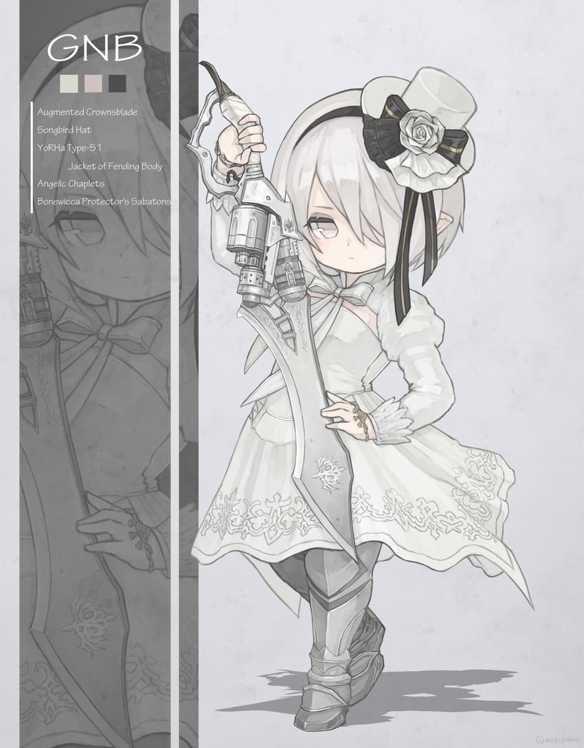 warrior of light, 2b, and gunbreaker (final fantasy and 1 more) drawn by puluie