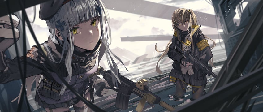hk416 and ump45 (girls' frontline) drawn by fujita_(condor)