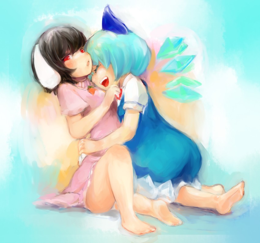 cirno and inaba tewi (touhou) drawn by maccha_cocoa_(mococo)