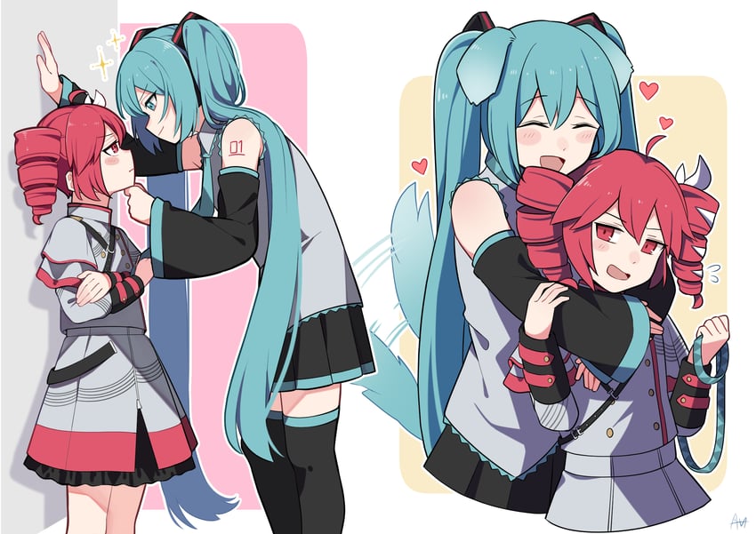 hatsune miku and kasane teto (vocaloid and 2 more) drawn by sato_(r017xts117)
