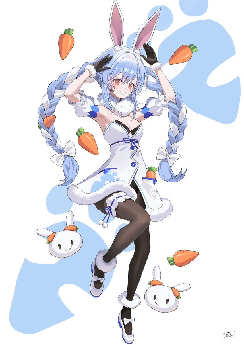 usada pekora, don-chan, and pekomon (hololive) drawn by kitada_mo