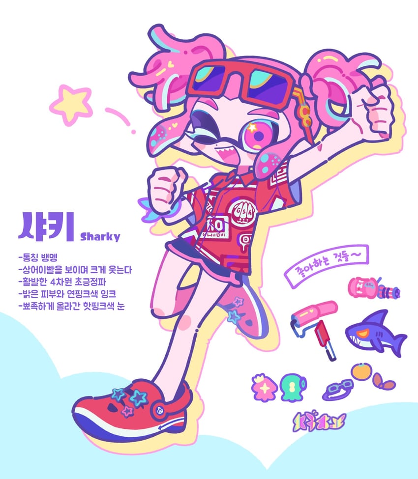 inkling player character and inkling girl (splatoon) drawn by ufo_sw