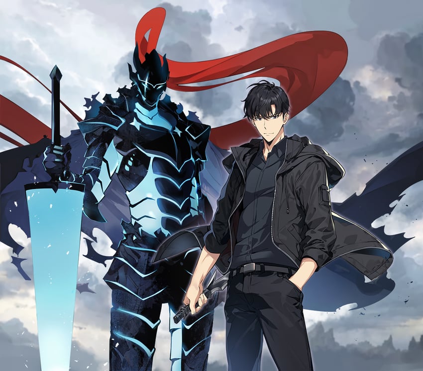 sung jin-woo and igris (solo leveling) drawn by nyoro_(nyoronyoro000)