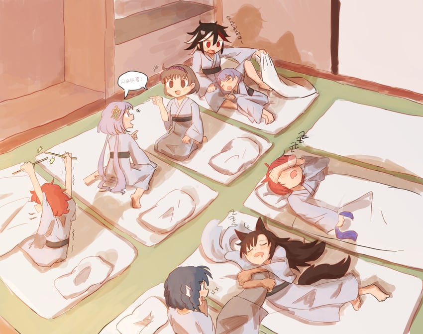 imaizumi kagerou, sekibanki, kijin seija, sukuna shinmyoumaru, wakasagihime, and 3 more (touhou and 1 more) drawn by donki_(yeah)