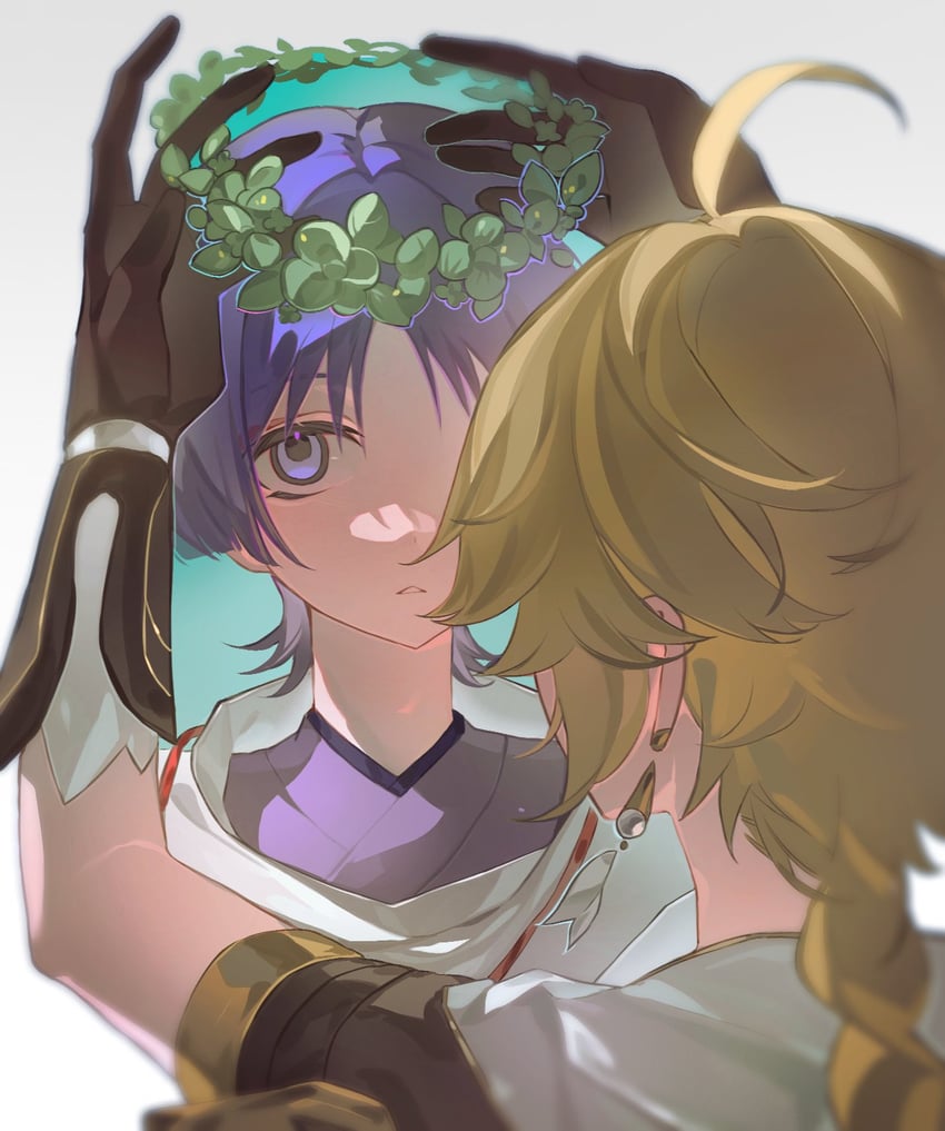 scaramouche and aether (genshin impact) drawn by a_maya_xxx