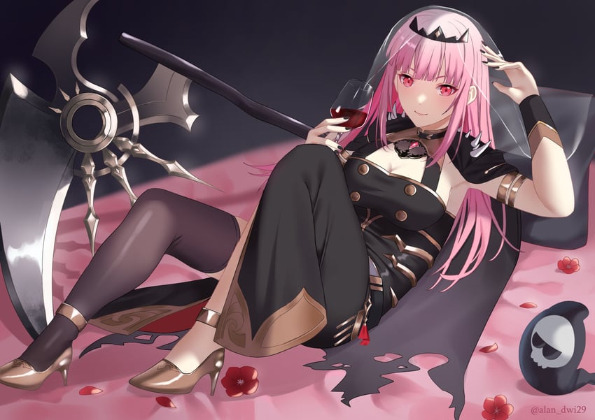 mori calliope and death-sensei (hololive and 1 more) drawn by dscreation_(alan_dwi29)