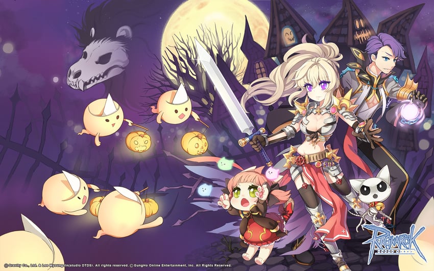 warlock, rune knight, summoner, lude, and scatleton (ragnarok online) drawn by taruk