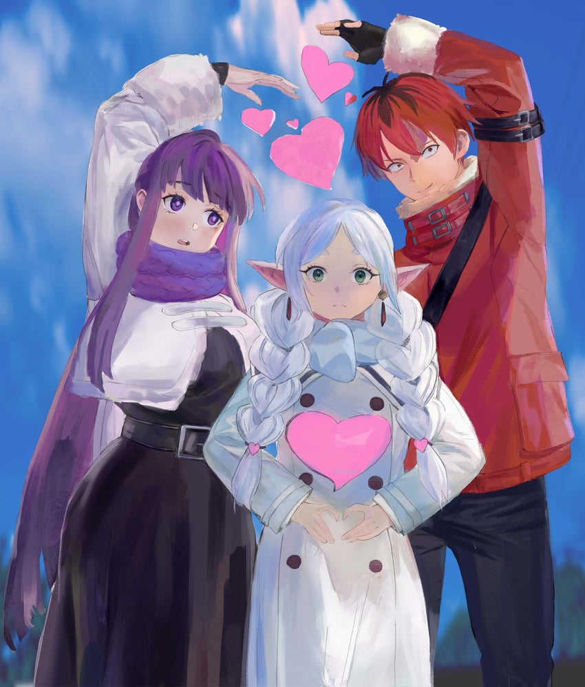 frieren, fern, and stark (sousou no frieren) drawn by re4di