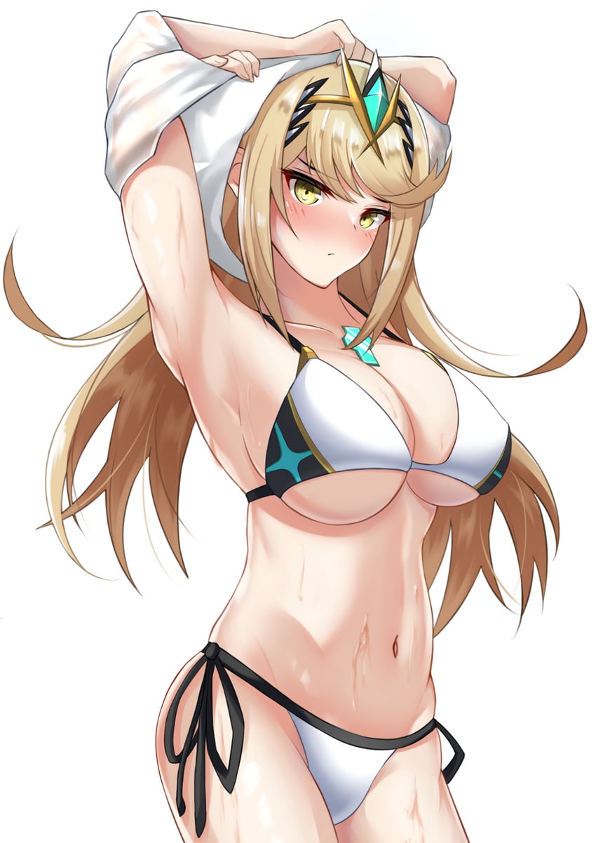 mythra (xenoblade chronicles and 1 more) drawn by ega-chan