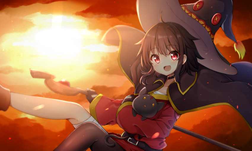 megumin and chomusuke (kono subarashii sekai ni shukufuku wo!) drawn by himemiya_shuang