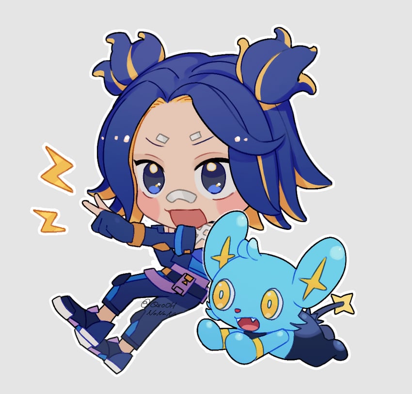 shinx and neon (pokemon and 1 more) drawn by nanana_(syoki0916)