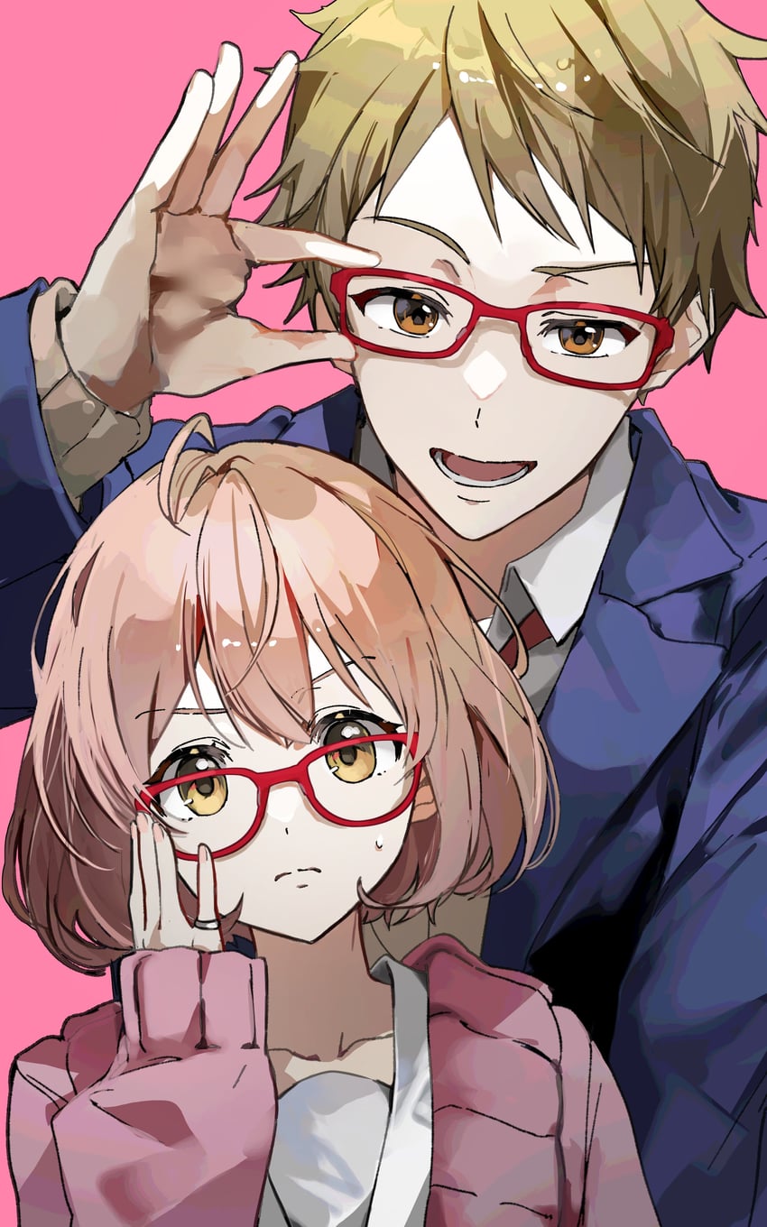 kuriyama mirai and kanbara akihito (kyoukai no kanata) drawn by ike_0910