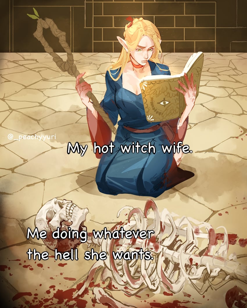 marcille donato and falin touden (dungeon meshi) drawn by peachyyuri