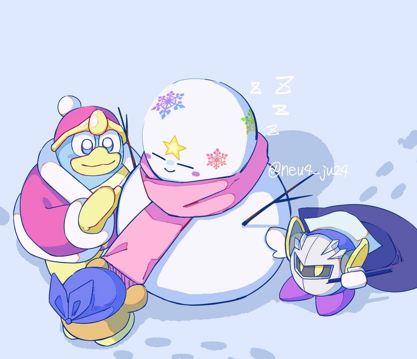 kirby, meta knight, king dedede, bandana waddle dee, ice kirby, and 1 more (kirby and 2 more) drawn by neu4_ju24