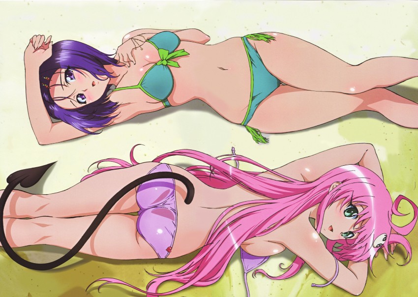 lala satalin deviluke, sairenji haruna, and peke (to love-ru) drawn by norita_takumo
