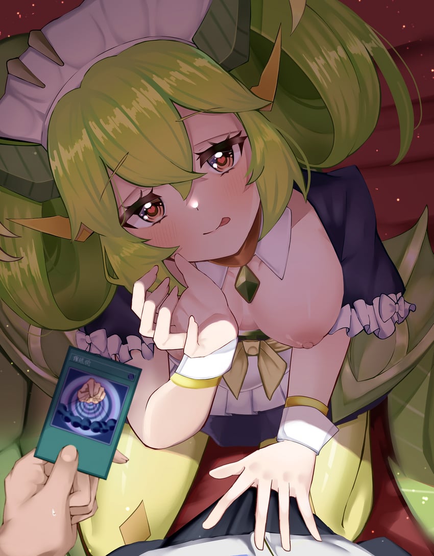 parlor dragonmaid and mesmeric control (yu-gi-oh!) drawn by bakomiya