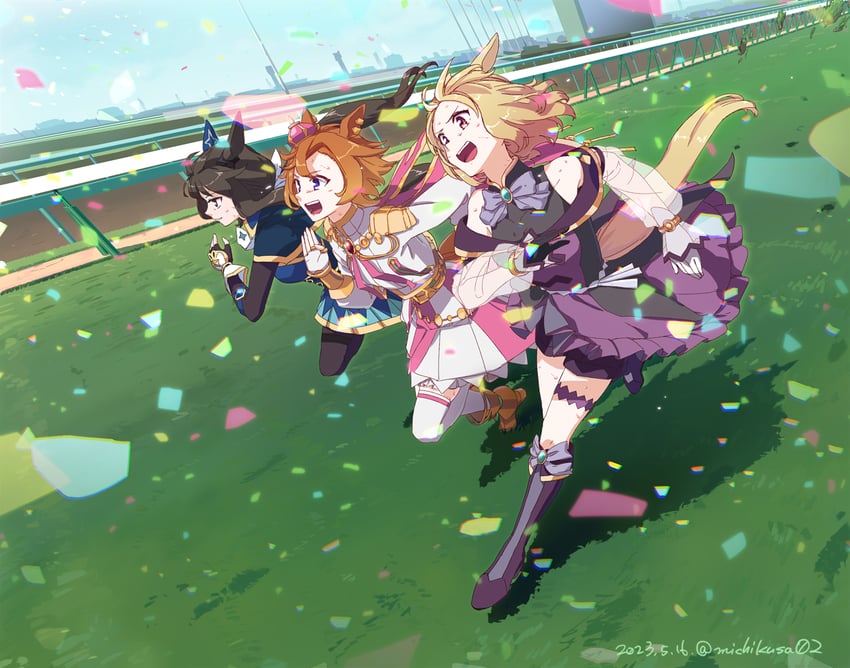 admire vega, t.m. opera o, and narita top road (umamusume and 1 more) drawn by takuzui
