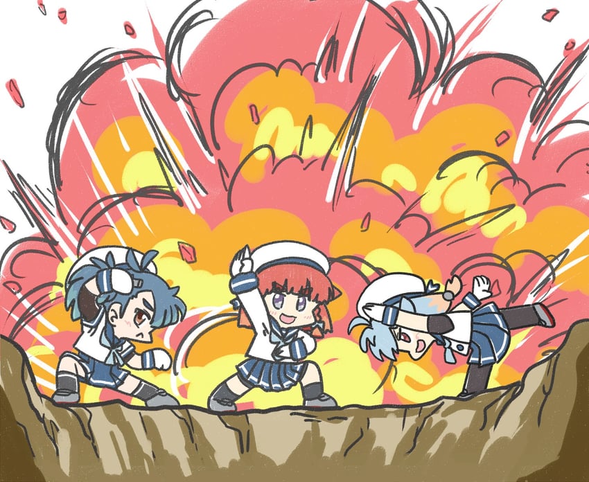 etorofu, sado, and fukae (kantai collection and 2 more) drawn by ferret-san