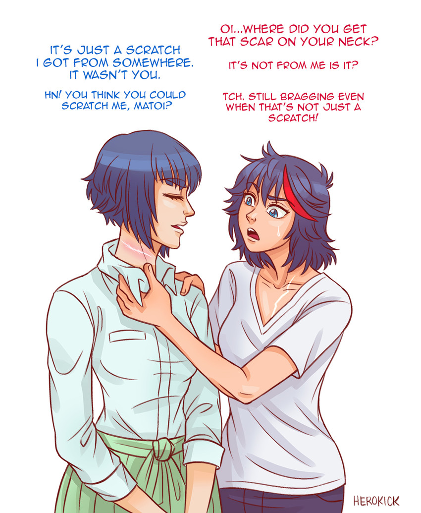 matoi ryuuko and kiryuuin satsuki (kill la kill) drawn by herokick