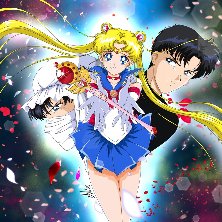 tsukino usagi, sailor moon, chiba mamoru, and moonlight knight (bishoujo senshi sailor moon and 1 more) drawn by anello81
