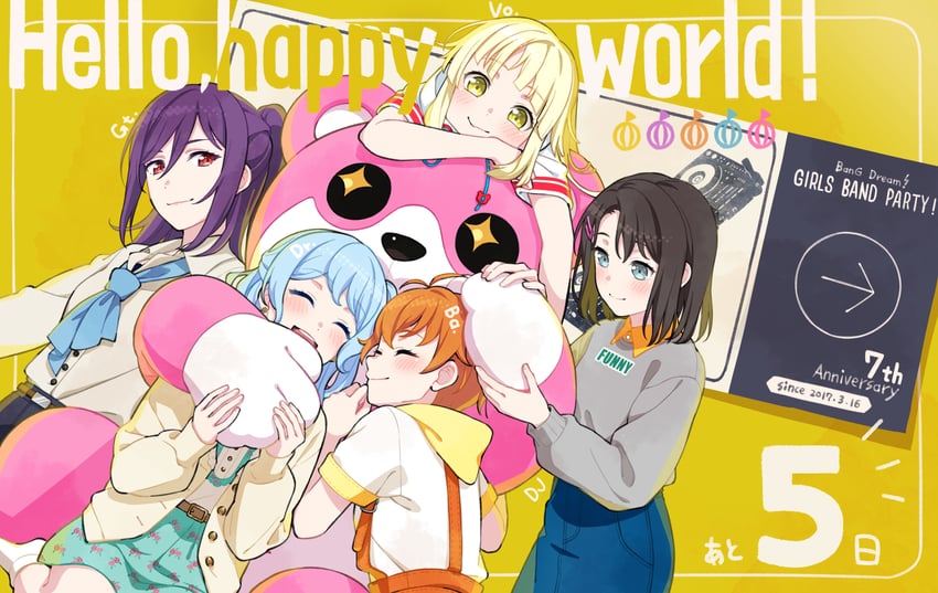 tsurumaki kokoro, okusawa misaki, matsubara kanon, seta kaoru, michelle, and 1 more (bang dream!)